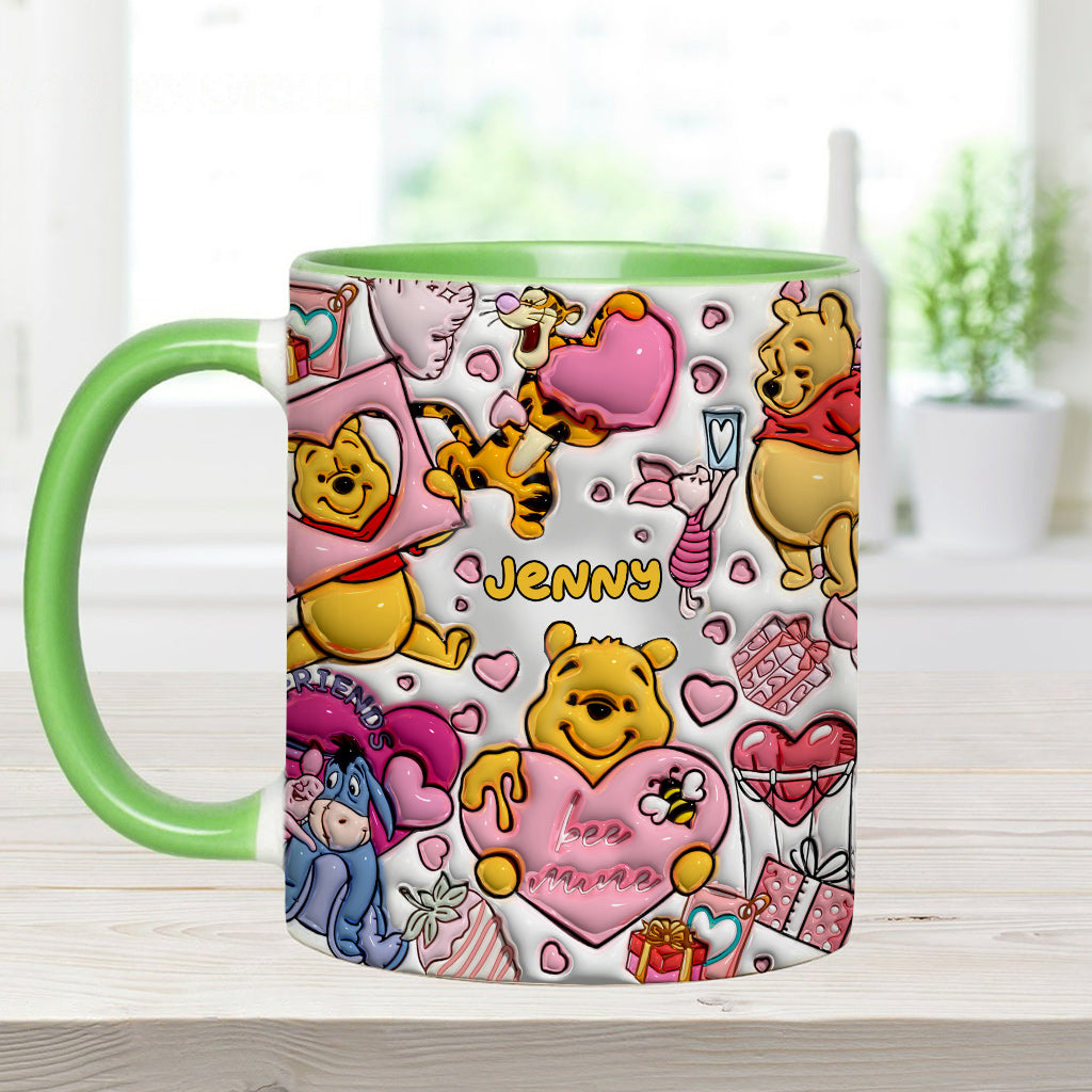 Personalized Accent Mug with Cute Pooh Bear Design for Valentine’s Day or Wedding Gift Accent Mug GradoCreations