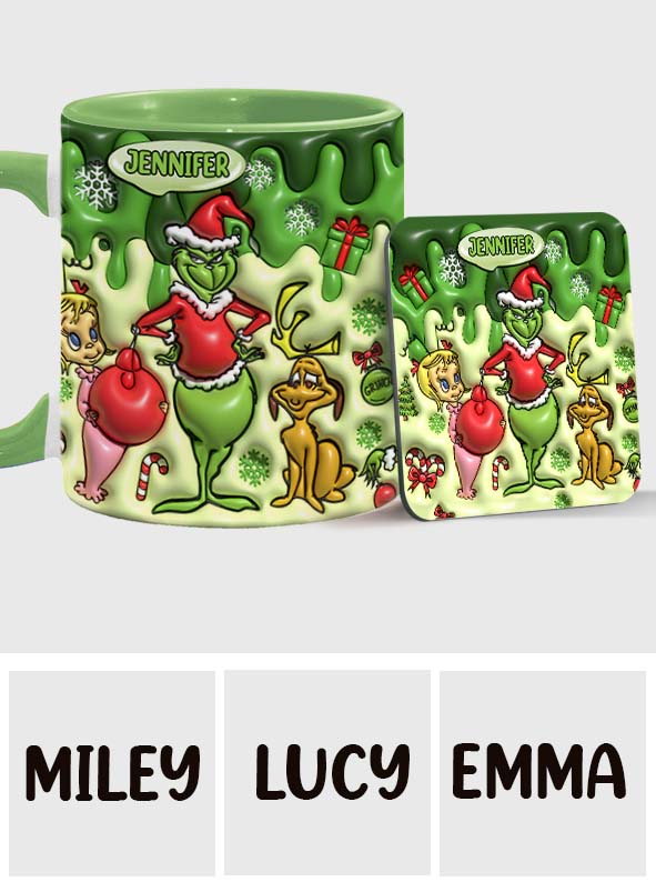 Personalized Grinch Accent Mug & Coaster Custom Name Gift