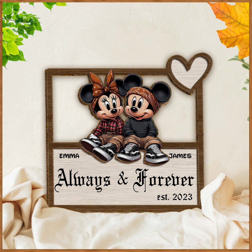 Personalized Always And Forever 2 Layered Wood Sign Gift for Couples 2 Layered Wood Sign GradoCreations