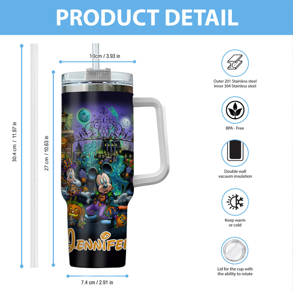 Personalized Halloween Tumbler with Handle for Drinks Tumbler With Handle GradoCreations