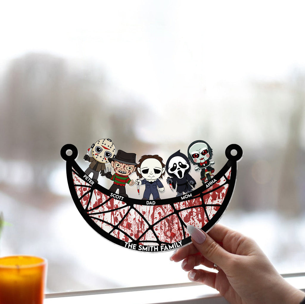 Personalized Scary Movies Suncatcher Ornament for Family Gift Window Hanging Suncatcher Ornament GradoCreations