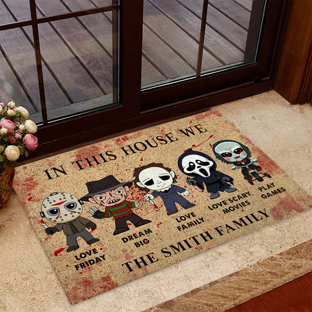 Personalized Scary Movies Doormat Custom Name Housewarming Gift Doormat GradoCreations