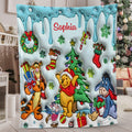 Personalized Holiday Blanket with Disney Characters Custom Name Gift for Kids Blanket GradoCreations