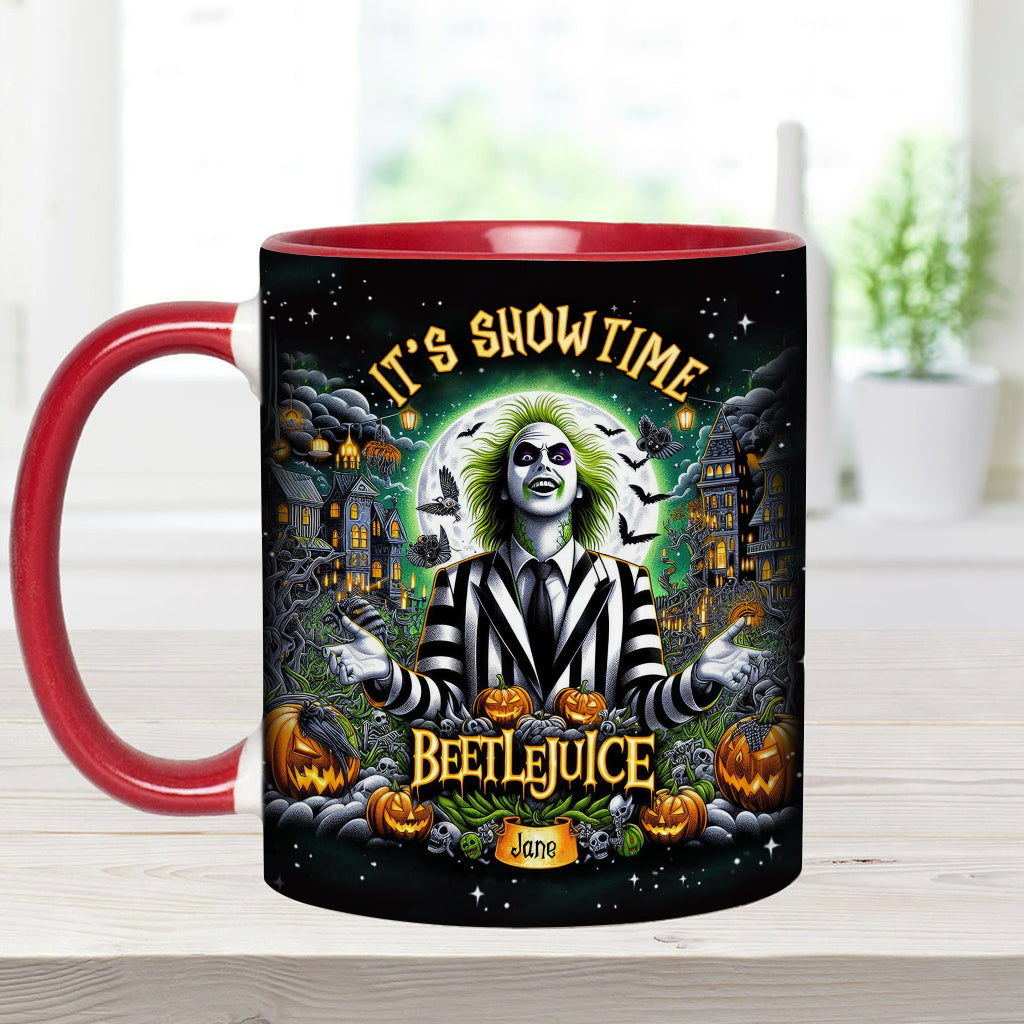 Personalized Beetlejuice Accent Mug Custom Name Gift for Halloween Accent Mug GradoCreations