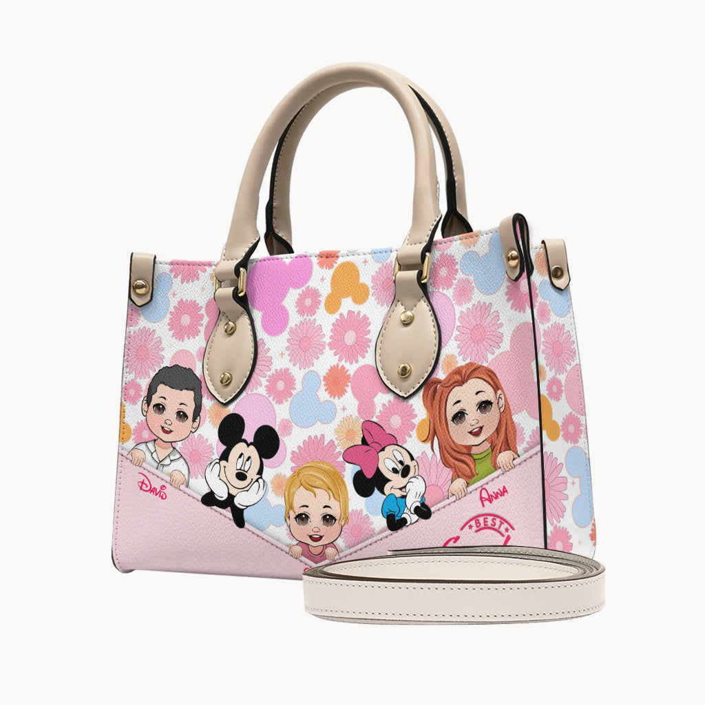 Personalized Leather Handbag Best Grandma Gift with Kids' Faces Leather Handbag GradoCreations