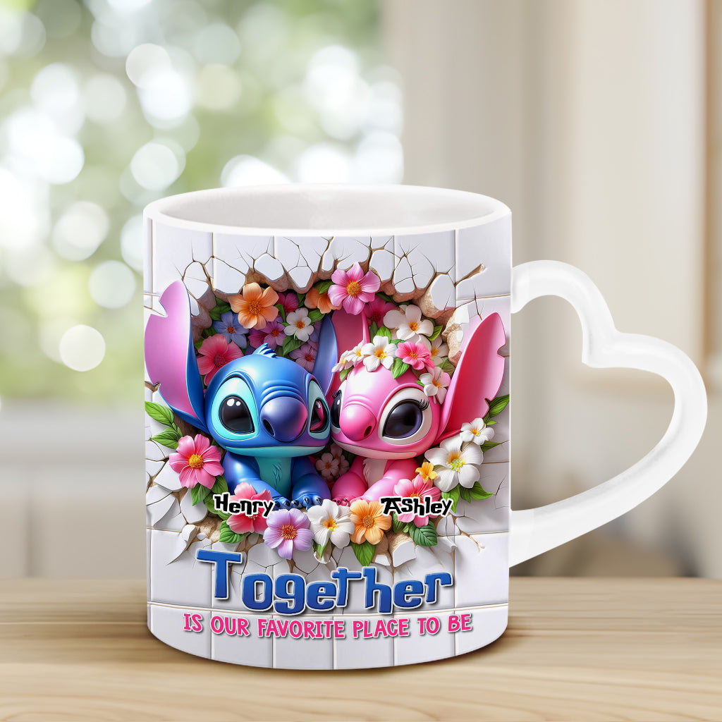 Personalized Heart Handle Mug Custom Names Couples Gift Heart Handle Mug GradoCreations