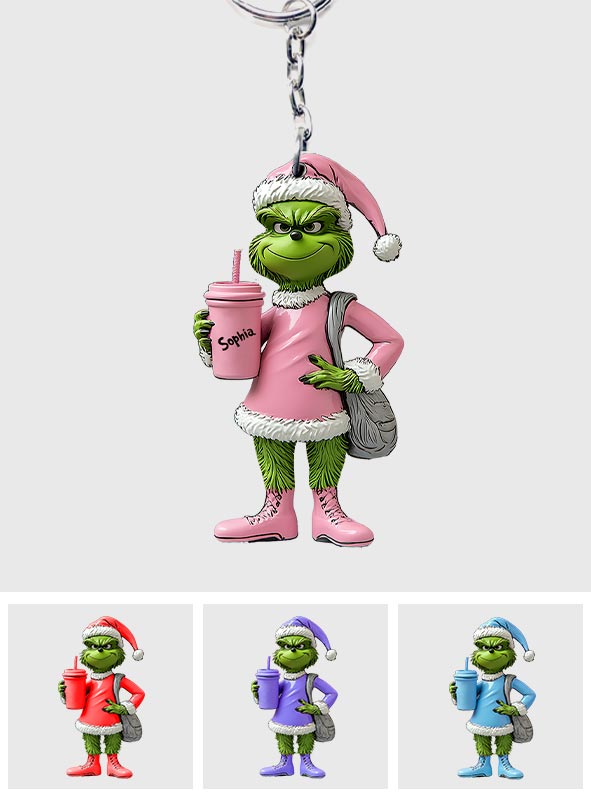 Personalized Grinch Keychain Custom Name Gift for Christmas Keychain GradoCreations
