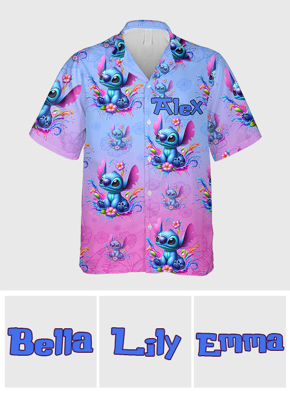 Personalized Hawaiian Shirt with Stitch Design Custom Name Gift Hawaiian Shirt GradoCreations