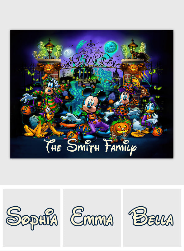 Personalized Halloween Mouse Wall Tapestry Custom Family Name Decor Wall Tapestry GradoCreations