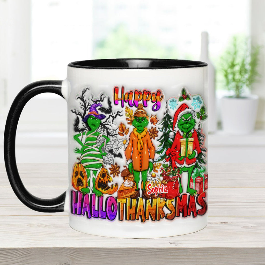 Personalized Grinch Accent Mug Custom Name Holiday Gift Accent Mug GradoCreations