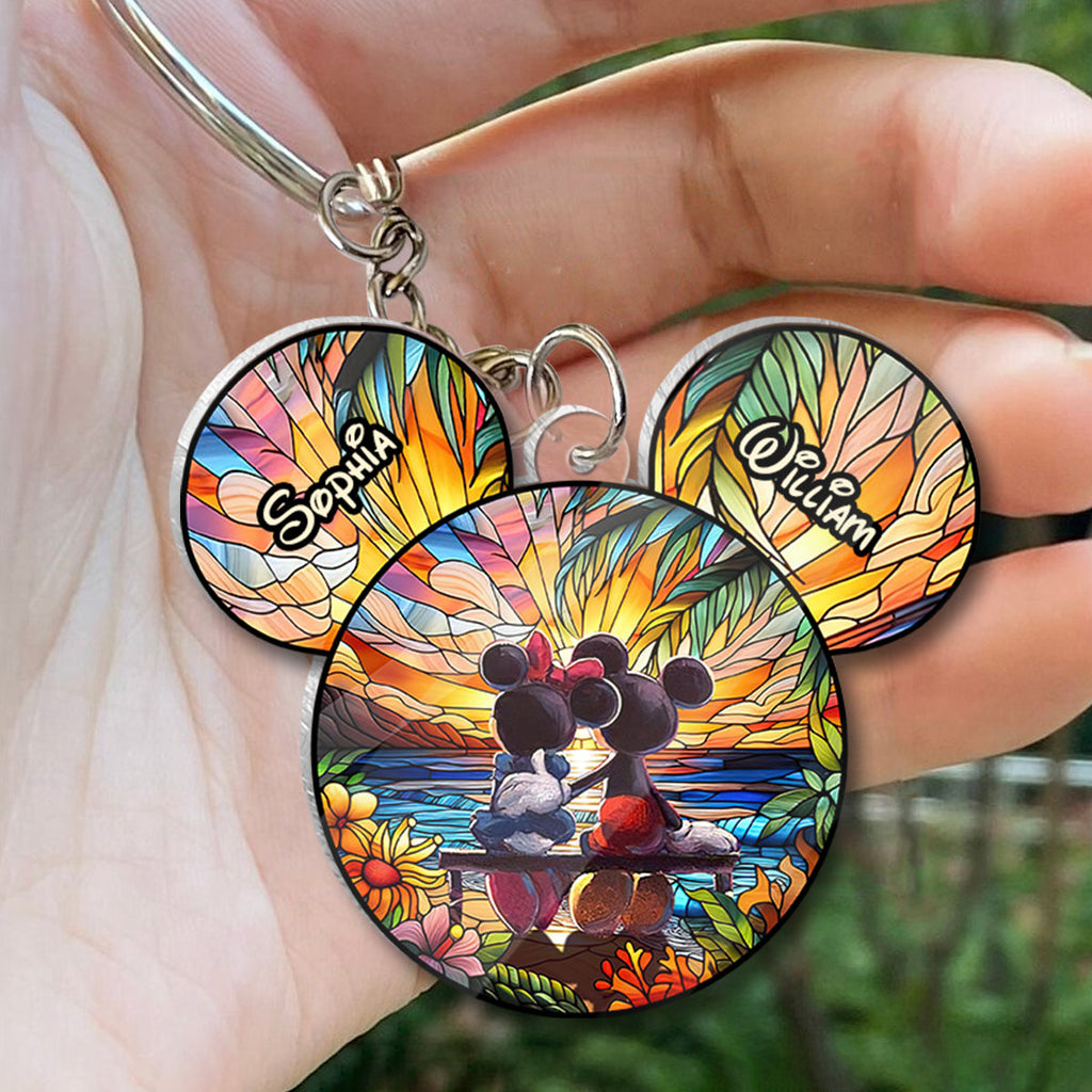 Personalized Acrylic Mouse Keychain Custom Names Gift for Couples One-sided Keychain GradoCreations