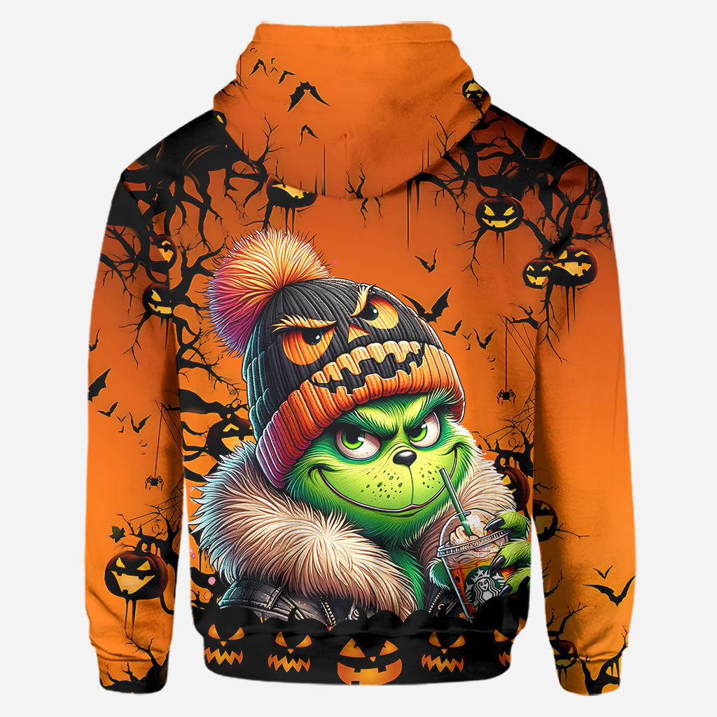 Personalized Halloween Grinch Hoodie & Leggings Set Gift Hoodie & Leggings GradoCreations