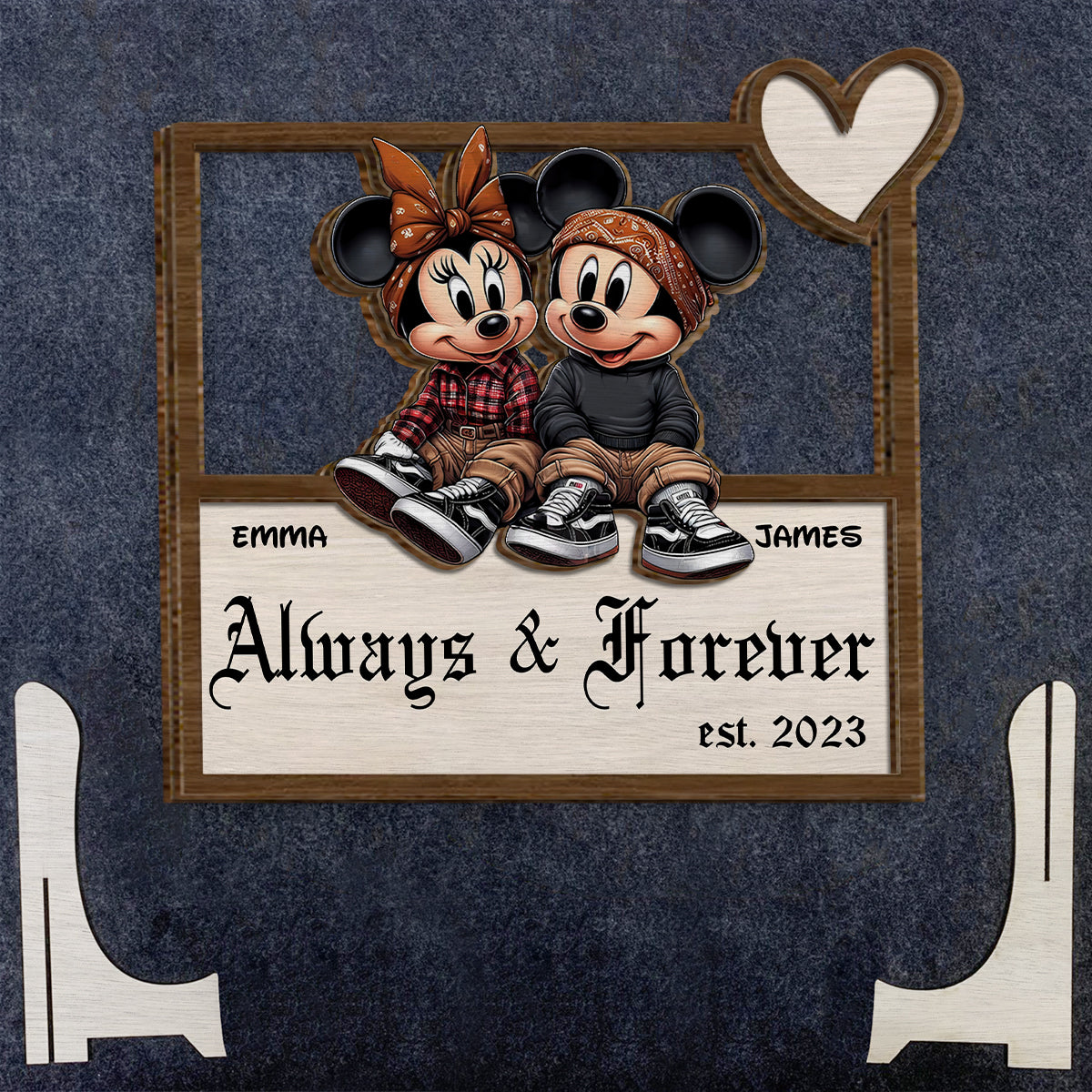Personalized Always And Forever 2 Layered Wood Sign Gift for Couples 2 Layered Wood Sign GradoCreations