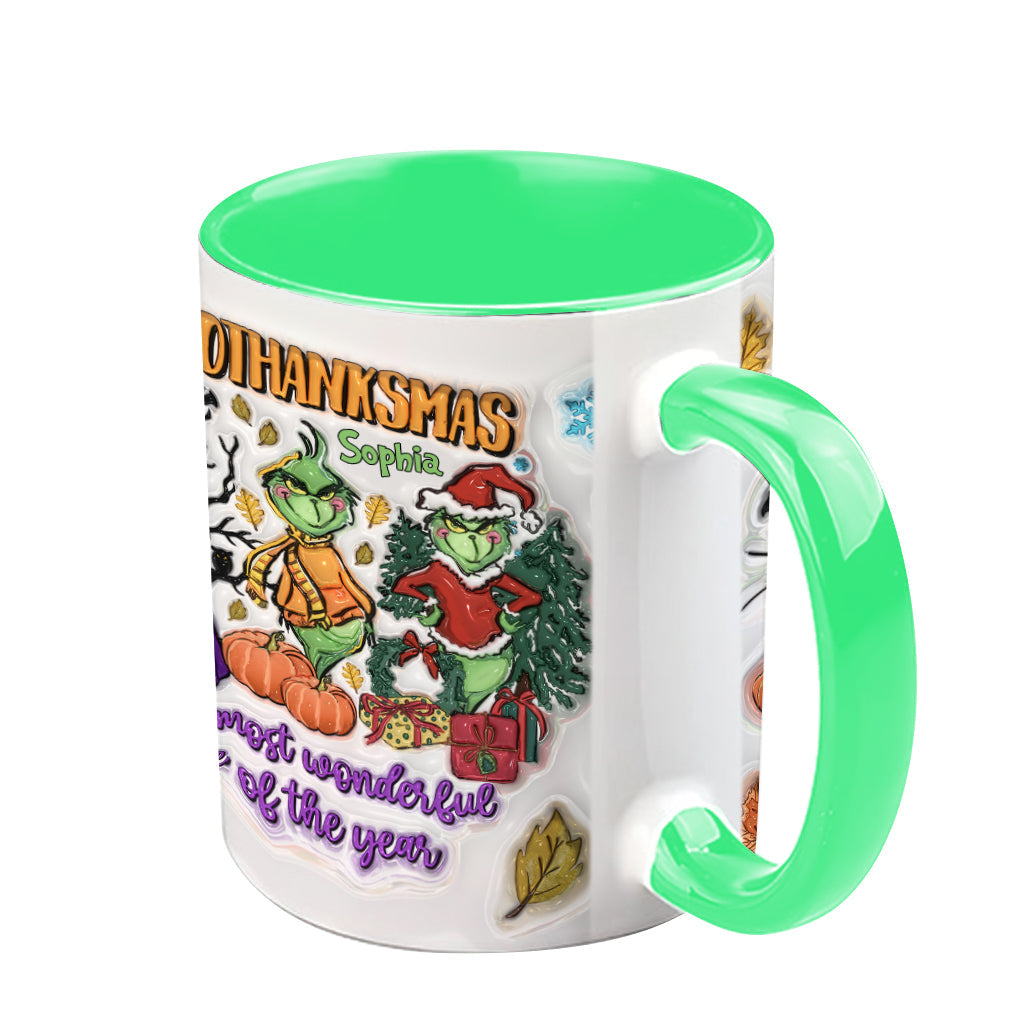 Personalized Hallothanksmas Accent Mug Custom Name Gift for Christmas Accent Mug GradoCreations