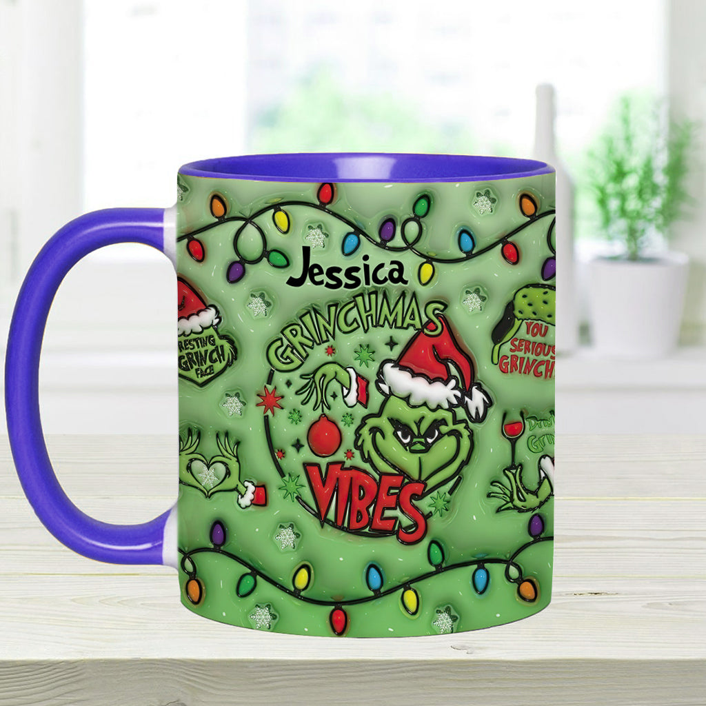 Personalized Grinchmas Vibes Accent Mug Custom Name Gift Accent Mug GradoCreations