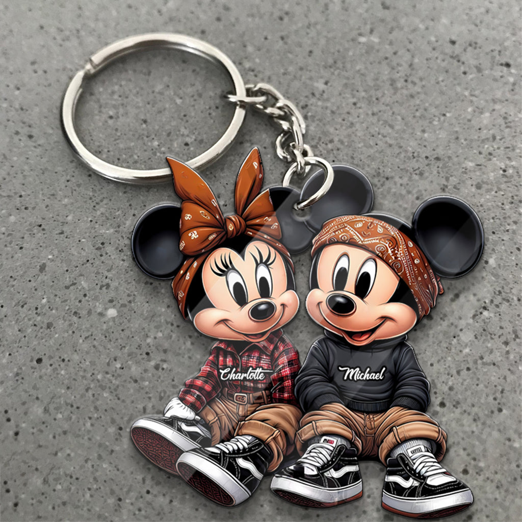Personalized Chicano Mouse Keychain Custom Couple Gift Keychain GradoCreations