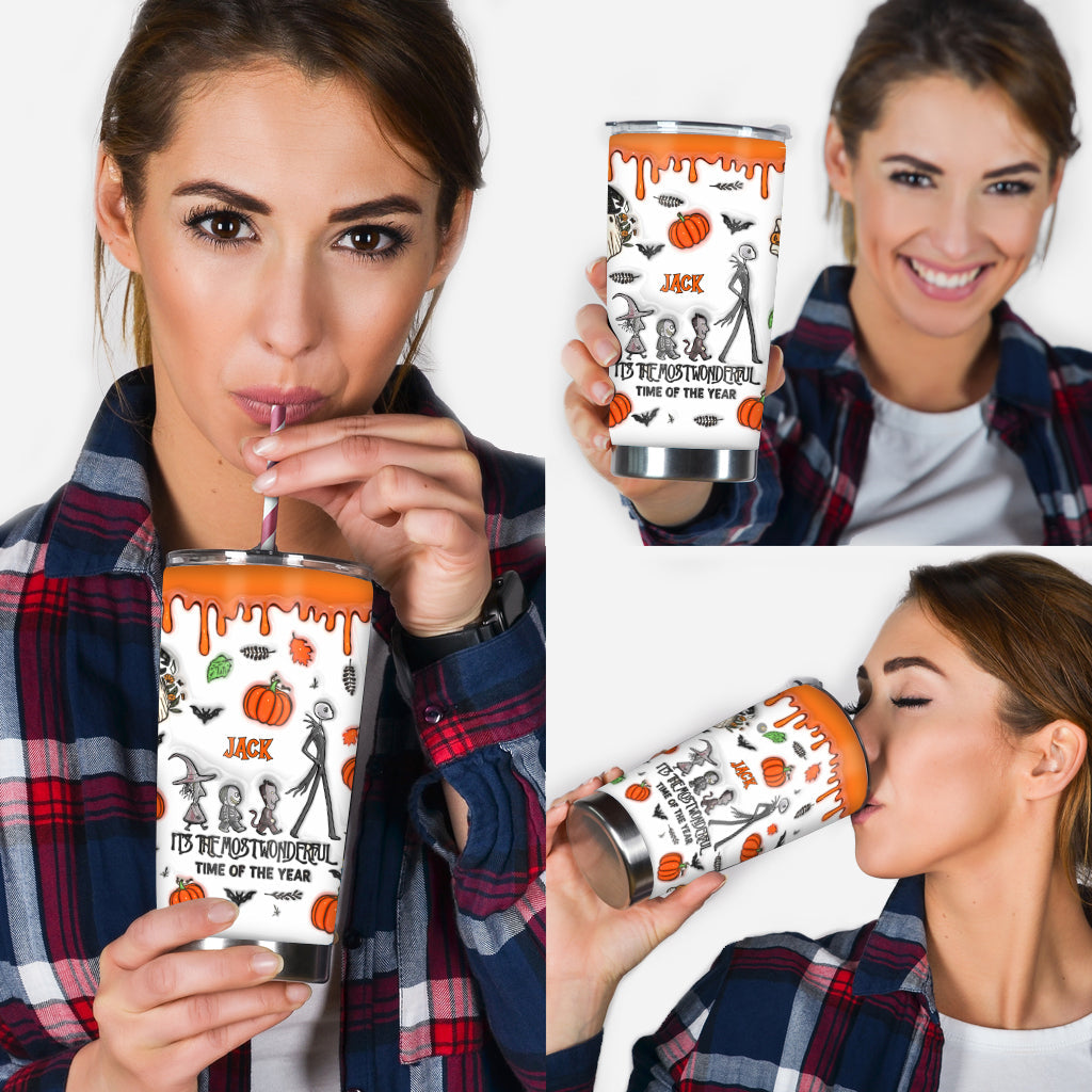 Personalized Halloween Tumbler with Autumn Skeleton Design for Unique Gifts Tumbler GradoCreations