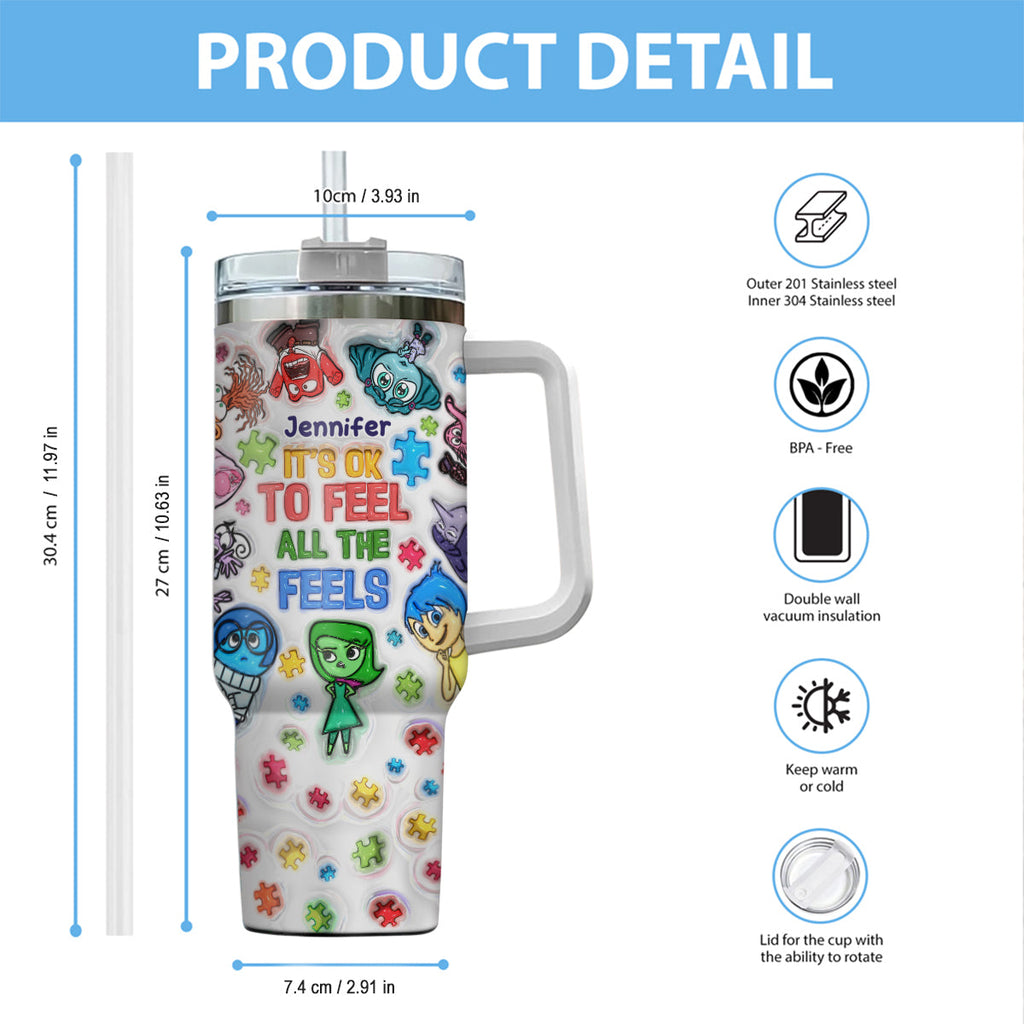 Personalized Autism Awareness Tumbler with Handle for Kids Tumbler With Handle GradoCreations