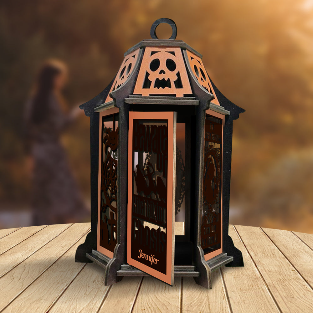 Personalized Laser Cut Wooden Lantern Gift for Halloween Laser Cut Lantern GradoCreations