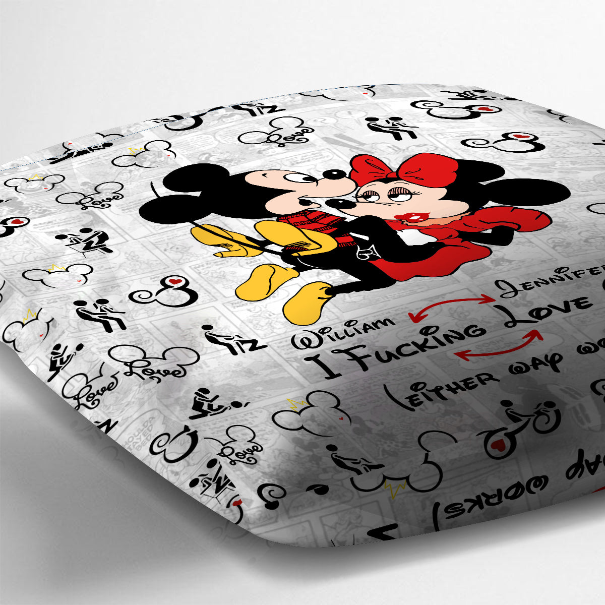 Personalized Mouse Couple Throw Pillow Custom Name Gift for Couples Throw Pillow GradoCreations