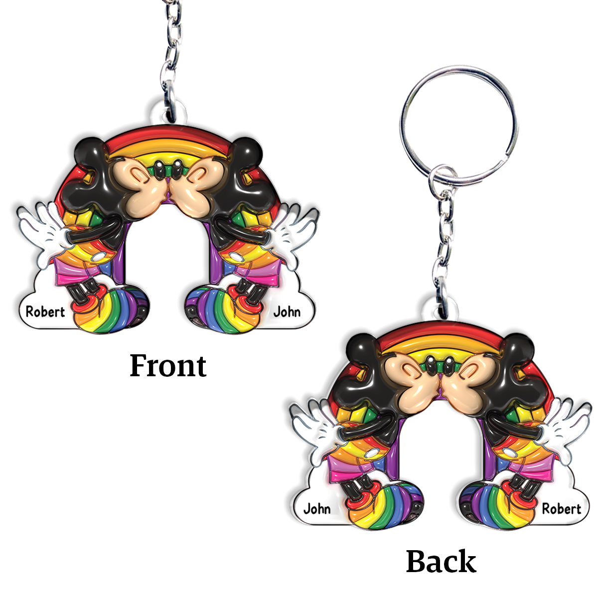 Personalized LGBT Support Keychain Custom Names for Couples Keychain GradoCreations