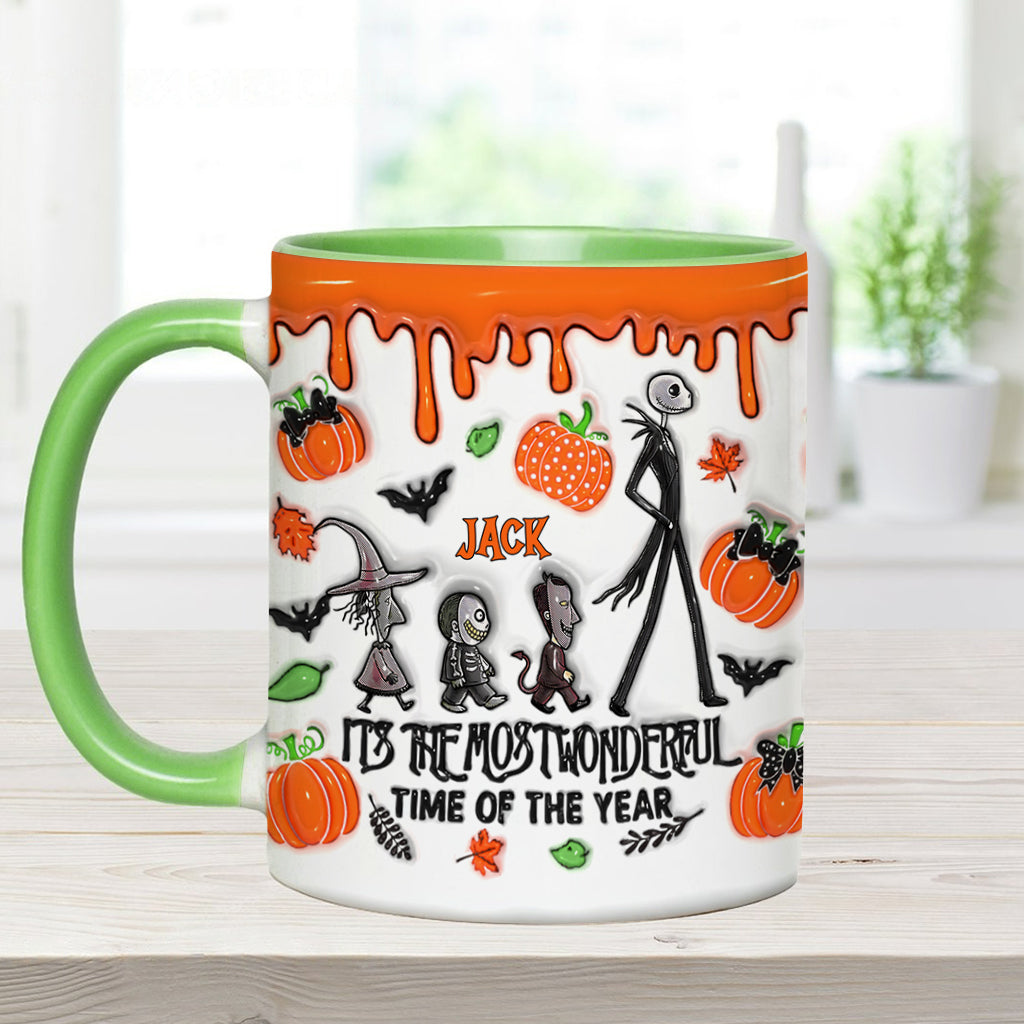 Personalized Autumn Skeleton Accent Mug Custom Name Gift Accent Mug GradoCreations