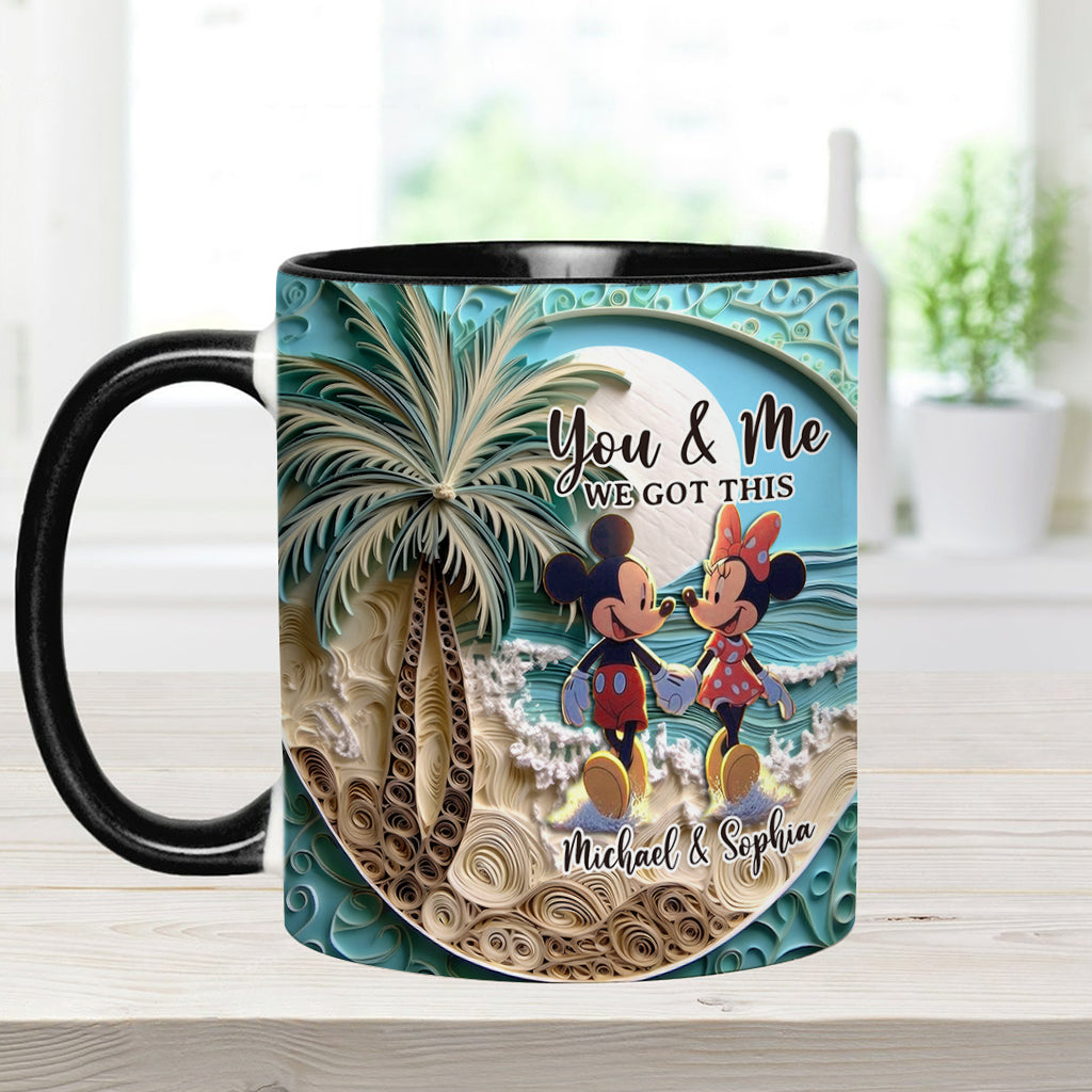 Personalized Couple Beach Scene Accent Mug Custom Names Gift Accent Mug GradoCreations