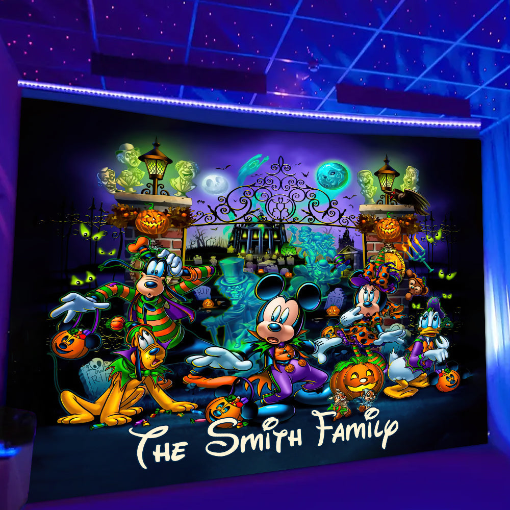 Personalized Halloween Mouse Wall Tapestry Custom Family Name Decor Wall Tapestry GradoCreations