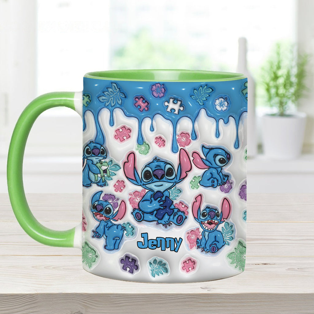 Personalized Autism Awareness Accent Mug Custom Name Gift Accent Mug GradoCreations