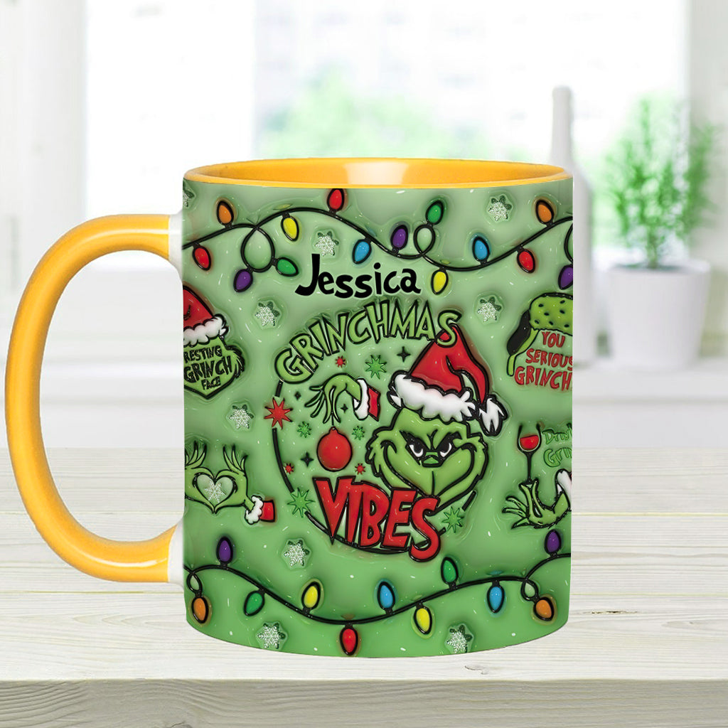 Personalized Grinchmas Vibes Accent Mug Custom Name Gift Accent Mug GradoCreations
