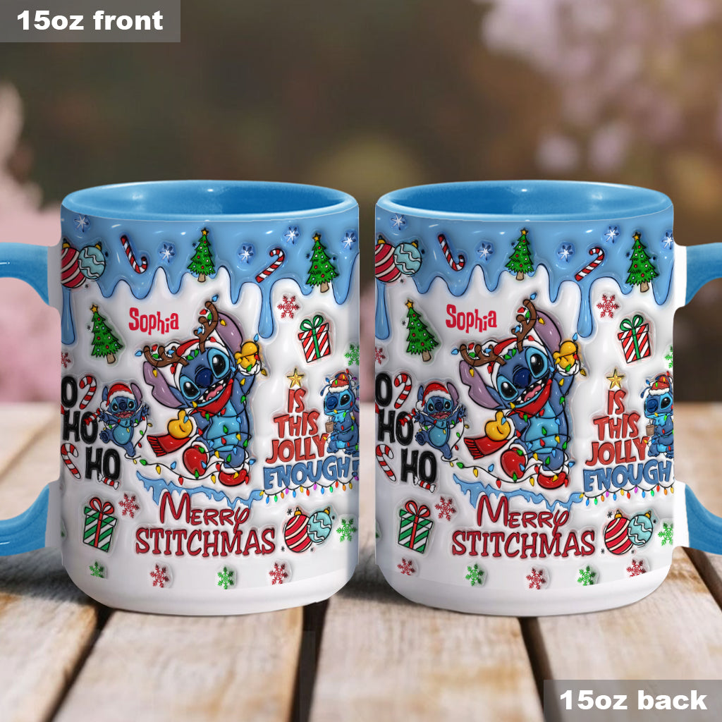 Personalized Merry Stitchmas Accent Mug Custom Name Gift Accent Mug GradoCreations