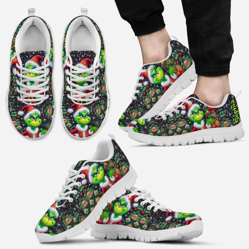 Personalized Merry Grinchmas Sneakers Custom Name Christmas Gift Sneakers GradoCreations