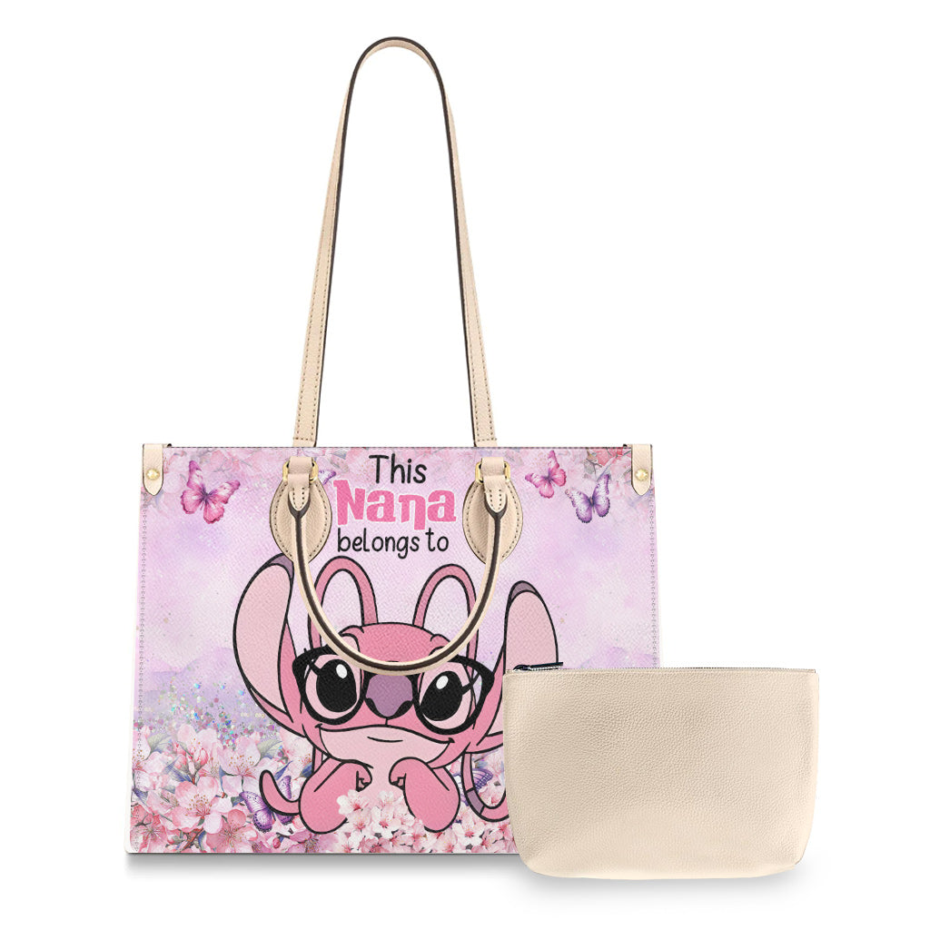 Personalized Leather Handbag with Ohana Design for Grandma - Unique Gift Leather Handbag GradoCreations