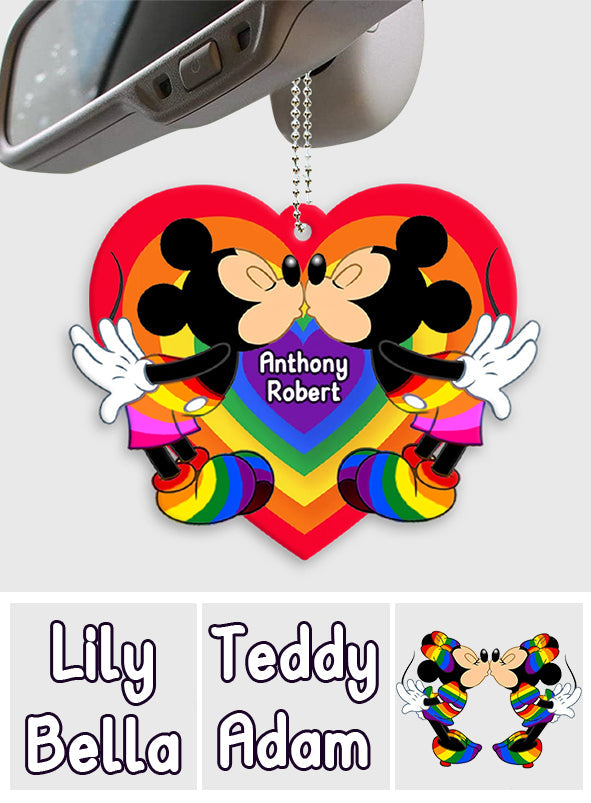 Personalized Car Ornament Love Is Love LGBT Rainbow Gift One-sided Car Ornament GradoCreations