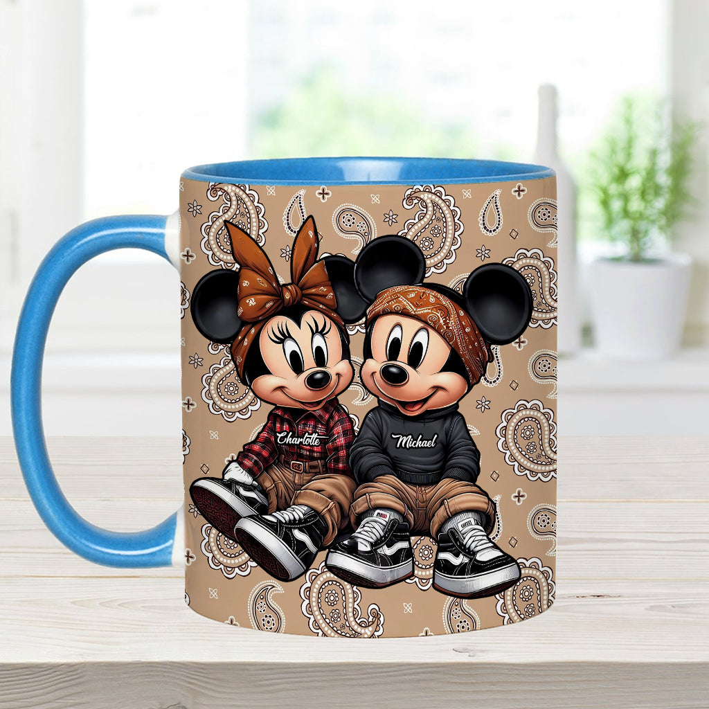 Personalized Mouse Couple Accent Mug Custom Name Gift for Anniversary Accent Mug GradoCreations