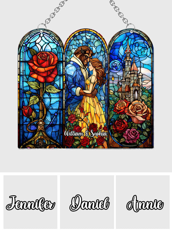 Personalized Beauty and the Beast Suncatcher Ornament Gift Window Hanging Suncatcher Ornament GradoCreations