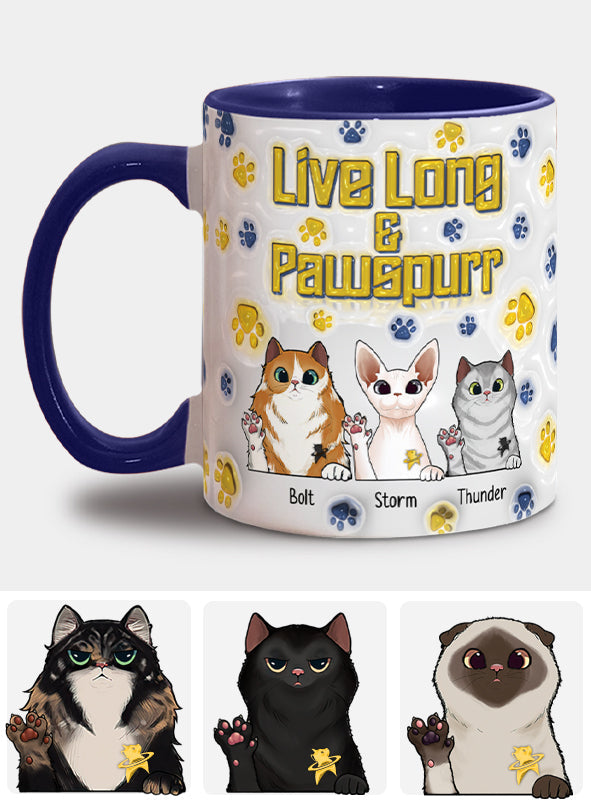 Personalized Accent Mug Live Long and Pawspurr Cat Design Gift for Pet Lovers Accent Mug GradoCreations