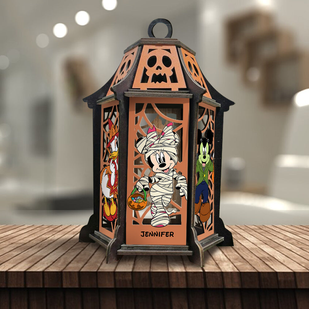Personalized Halloween Wooden Lantern with Custom Name Decor Laser Cut Lantern GradoCreations