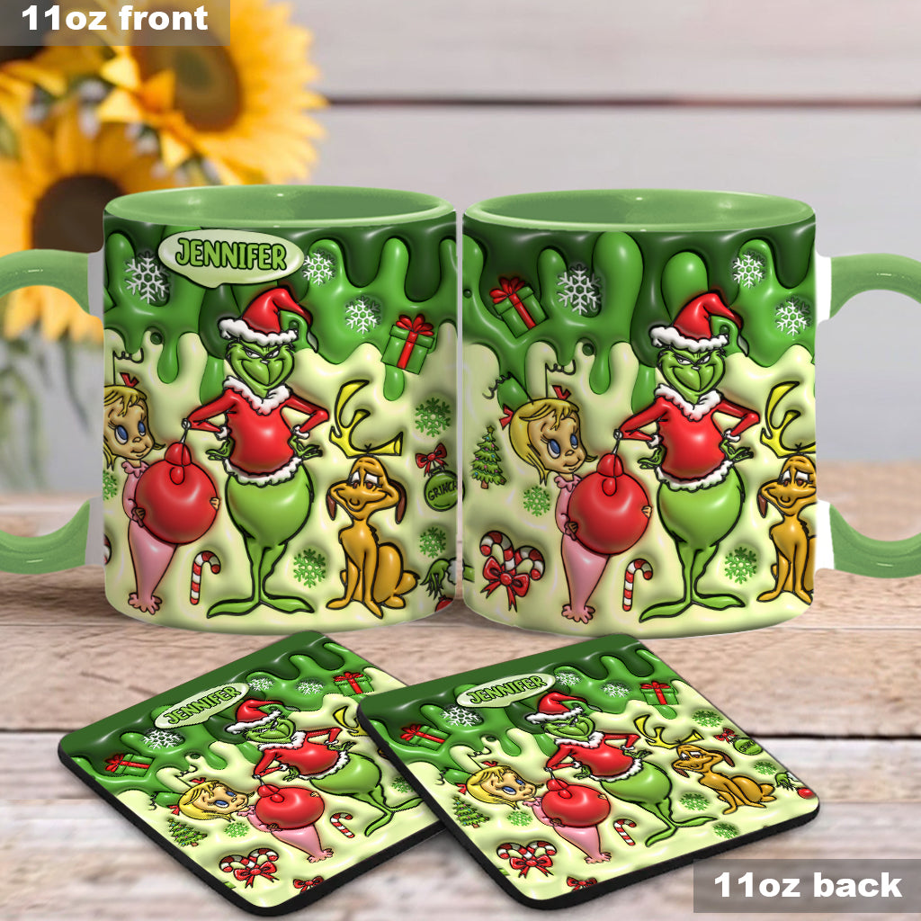 Personalized Grinch Accent Mug & Coaster Custom Name Gift Accent Mug GradoCreations
