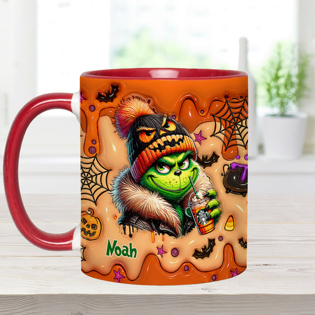 Personalized Halloween Grinch Accent Mug Custom Name Gift Accent Mug GradoCreations