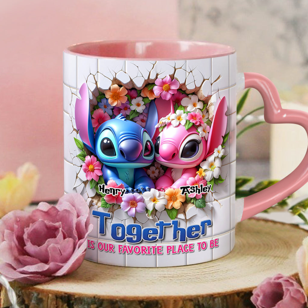 Personalized Heart Handle Mug Custom Names Couples Gift Heart Handle Mug GradoCreations