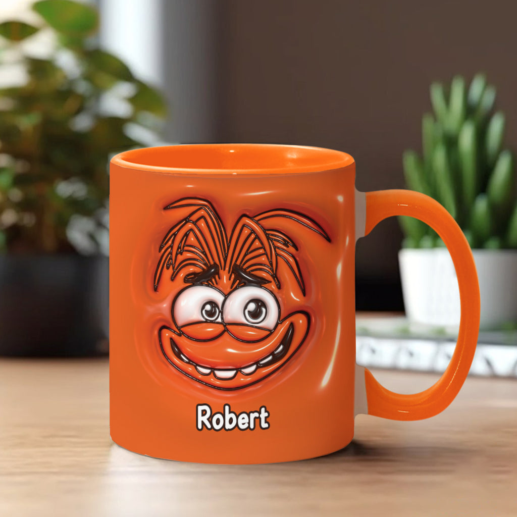 Personalized Two-Tone Accent Mug with Emotive Character - Custom Name Gift Accent Mug GradoCreations