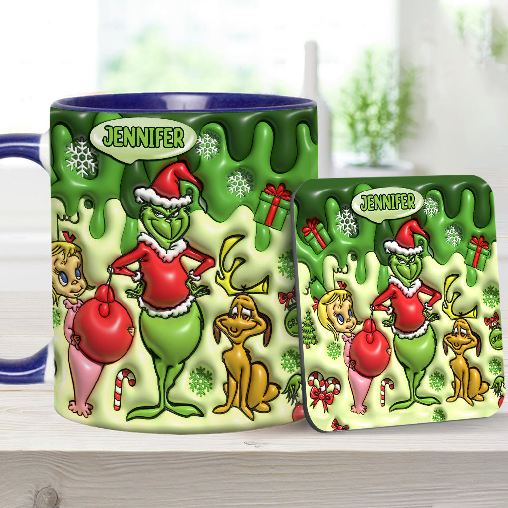 Personalized Grinch Accent Mug & Coaster Custom Name Gift Accent Mug GradoCreations