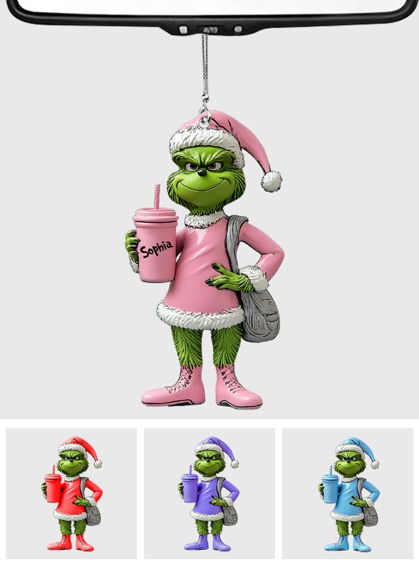 Personalized Grinch Car Ornament Custom Name Christmas Gift Car Ornament GradoCreations