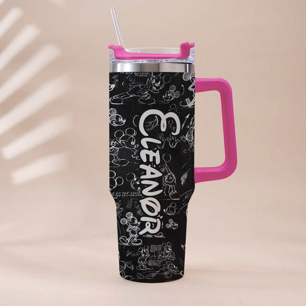 Personalized Black and White Mouse Tumbler with Handle Gift for Mom or Dad Tumbler With Handle GradoCreations