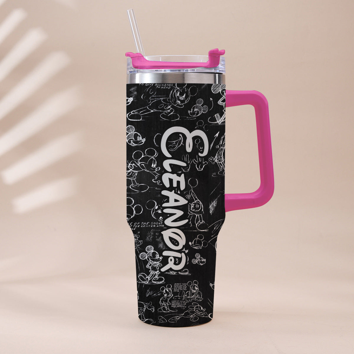 Personalized Black and White Mouse Tumbler with Handle Gift for Mom or Dad Tumbler With Handle GradoCreations