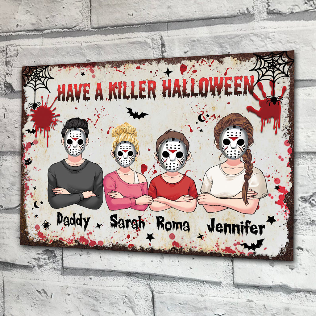 Personalized Halloween Family Metal Sign Custom Name Decor Rectangle Metal Sign GradoCreations