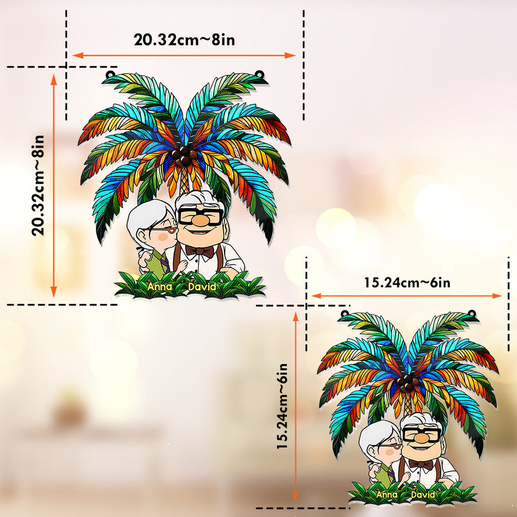Personalized Palm Tree Suncatcher Ornament for Couples & Animal Lovers Window Hanging Suncatcher Ornament GradoCreations