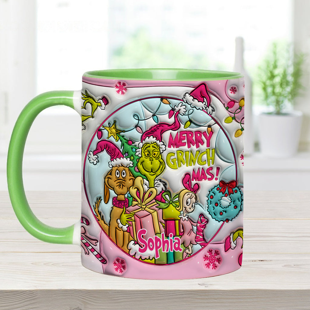 Personalized Merry Grinchmas Accent Mug Custom Name Holiday Gift Accent Mug GradoCreations
