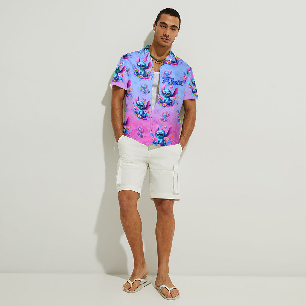 Personalized Hawaiian Shirt with Stitch Design Custom Name Gift Hawaiian Shirt GradoCreations